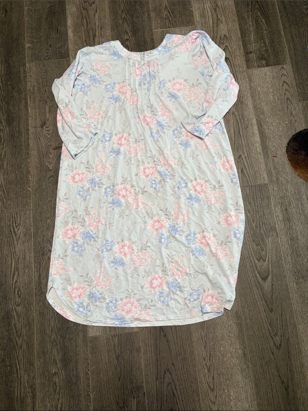 Miss Elaine Floral Nightgown in Light Blue, Pink and White